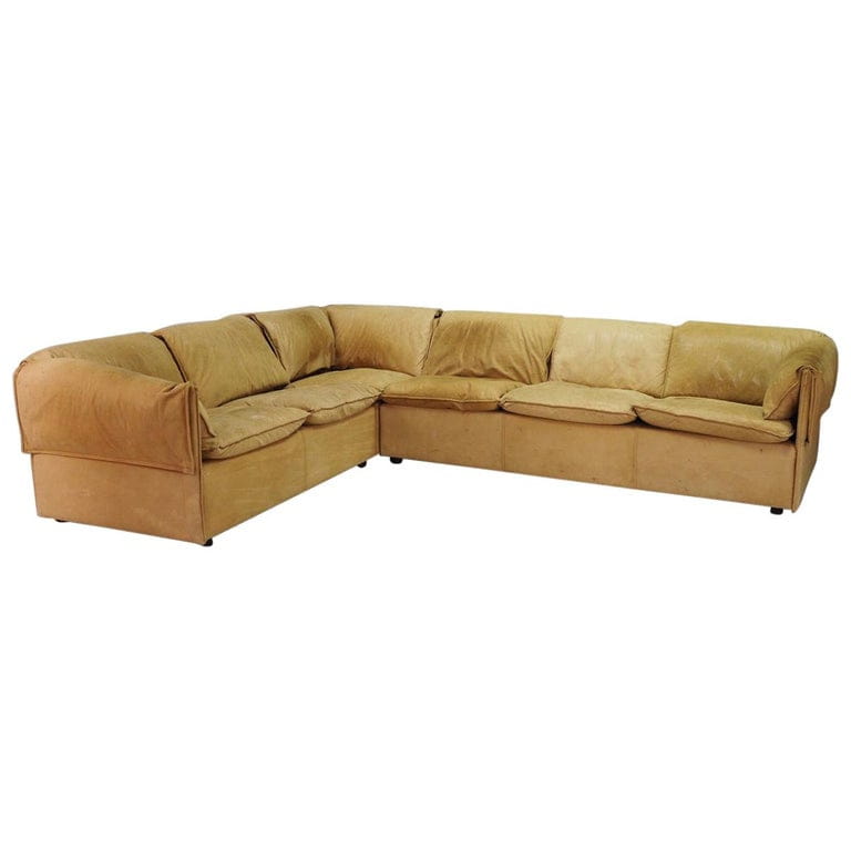 Canapé d’angle cuir 60 70 vintage