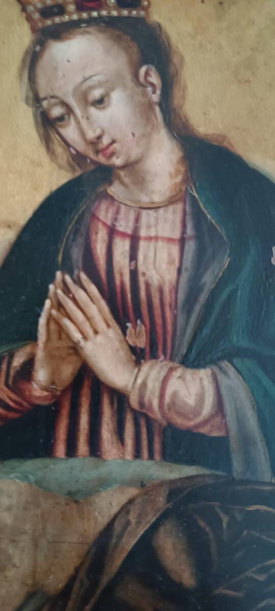 Antique painting on copper - 17th/18th century - Virgin and Child asleep