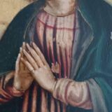 Antique painting on copper - 17th/18th century - Virgin and Child asleep