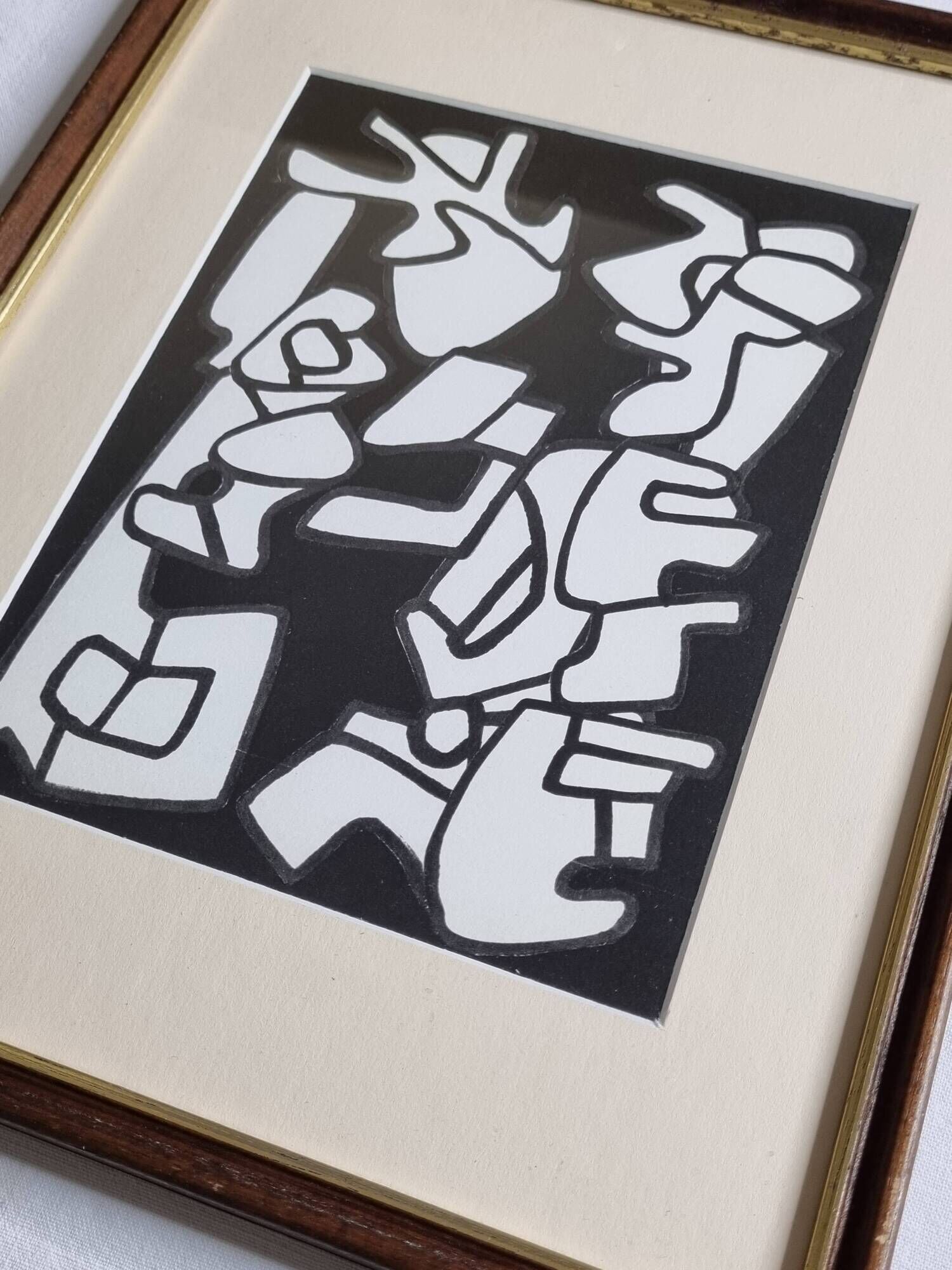 Screenprint after Jean Dubuffet framed under glass 26 cm by 32 cm