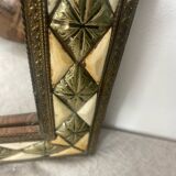 Oriental mirror in bone, copper and brass