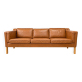 Canapé Stouby vintage danois des années 60 en cuir cognac pour 3 personnes.