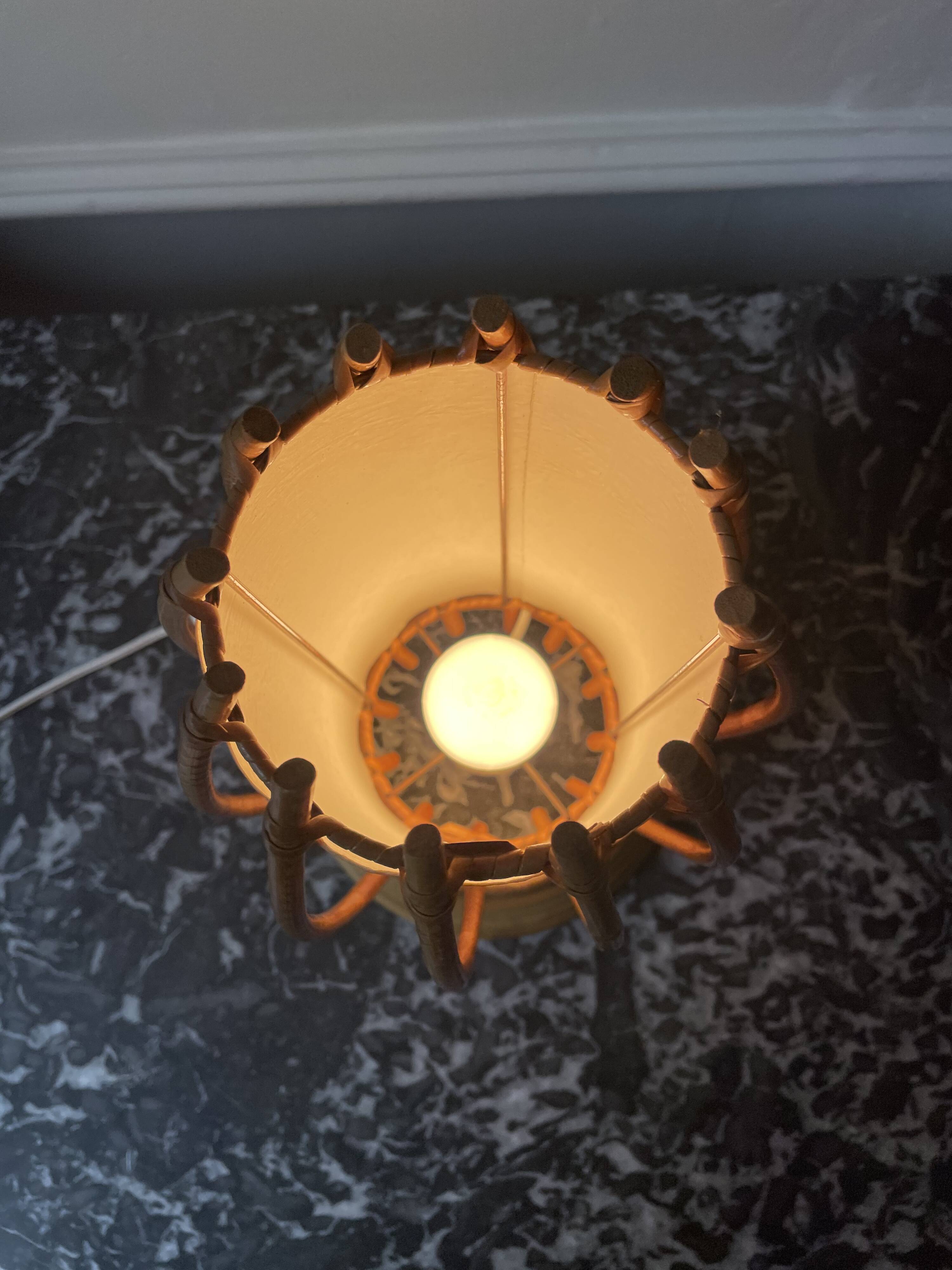 Rattan and bamboo lamp by Louis Sognot 1960