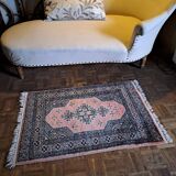 Handmade wool rugs oriental style rectangular Pakistan 1990 vintage pink gray