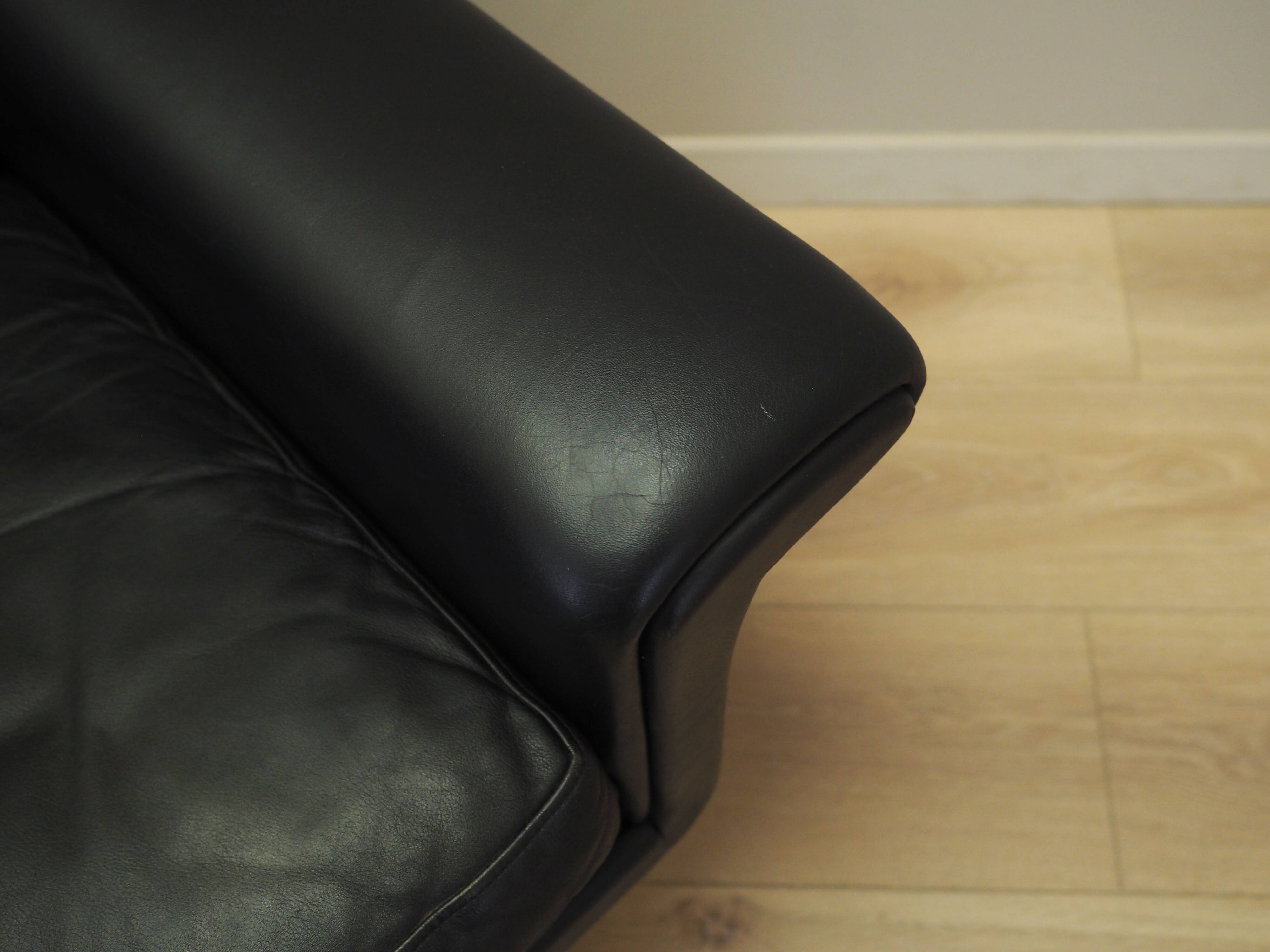 Black leather sofa, Danish design, 1960s, manufacturer: Eran Møbler, design