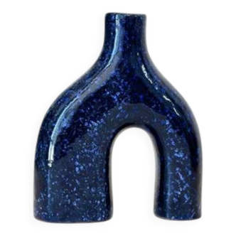 Mini blue glazed artisanal vase