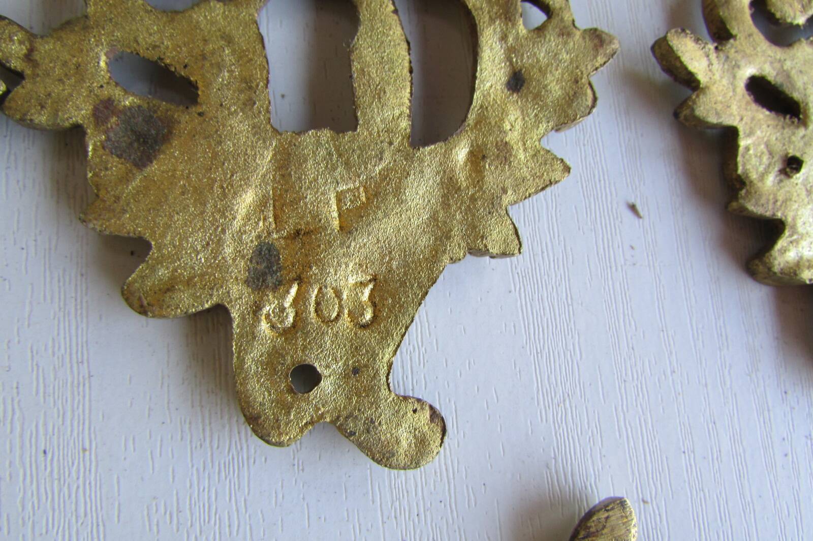 Set of 7 bronze lock entries, for antique furniture