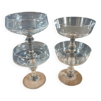 4 vintage champagne glasses