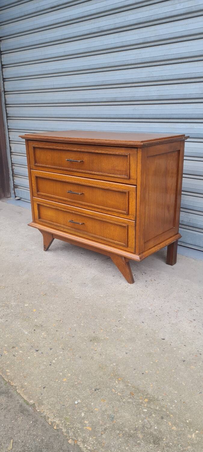 Oak compass foot chest of drawers 1960