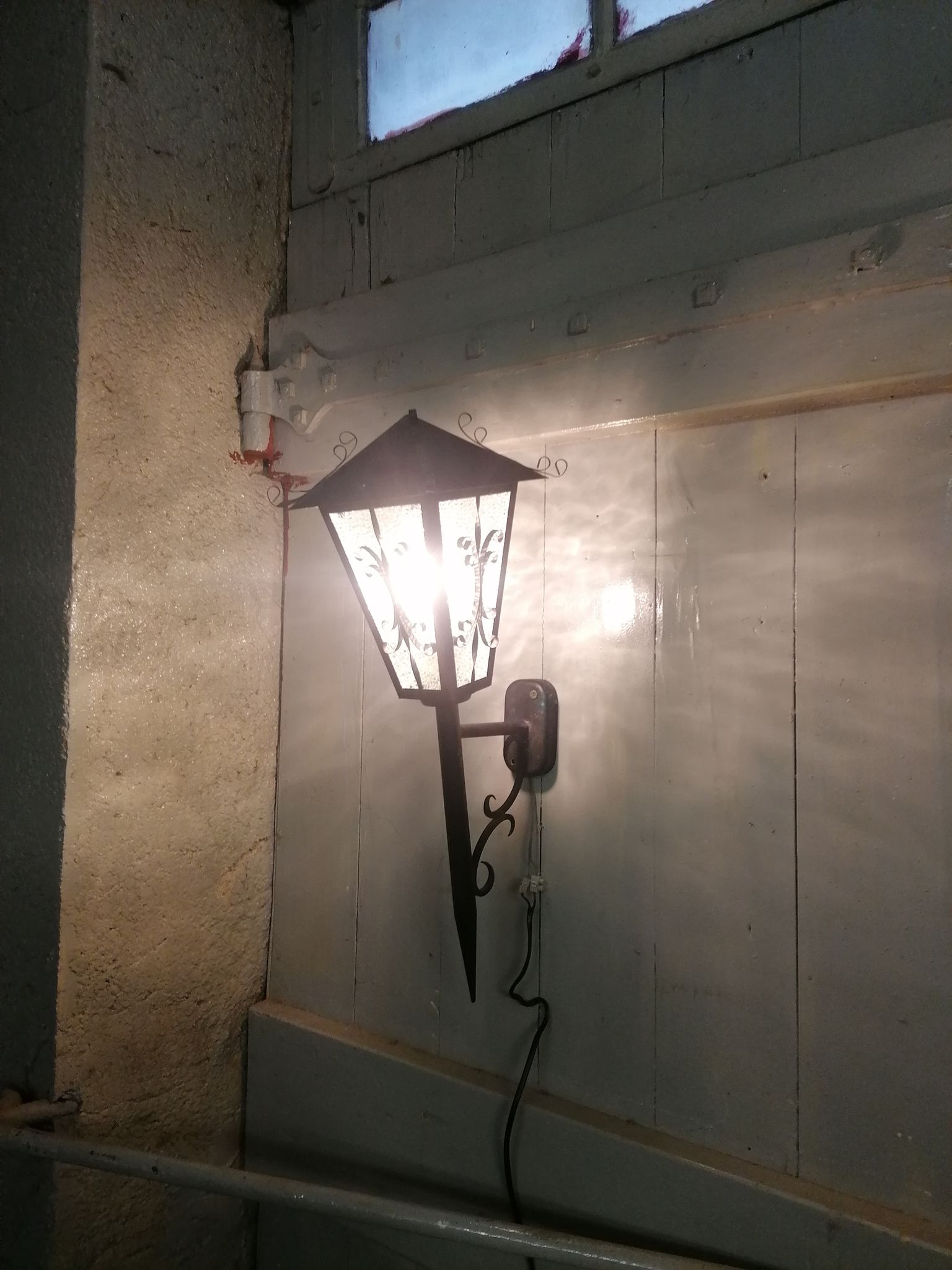 Great Applic Flambeau / Lantern Wrought Iron - Frosted Glass - 1st Half 20th Century