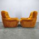 Pair of Italian Space Age Lounge Chairs, Orange Upholstery, 1970s