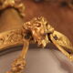 Shell chandelier 1900, frosted glass engraved and bronze