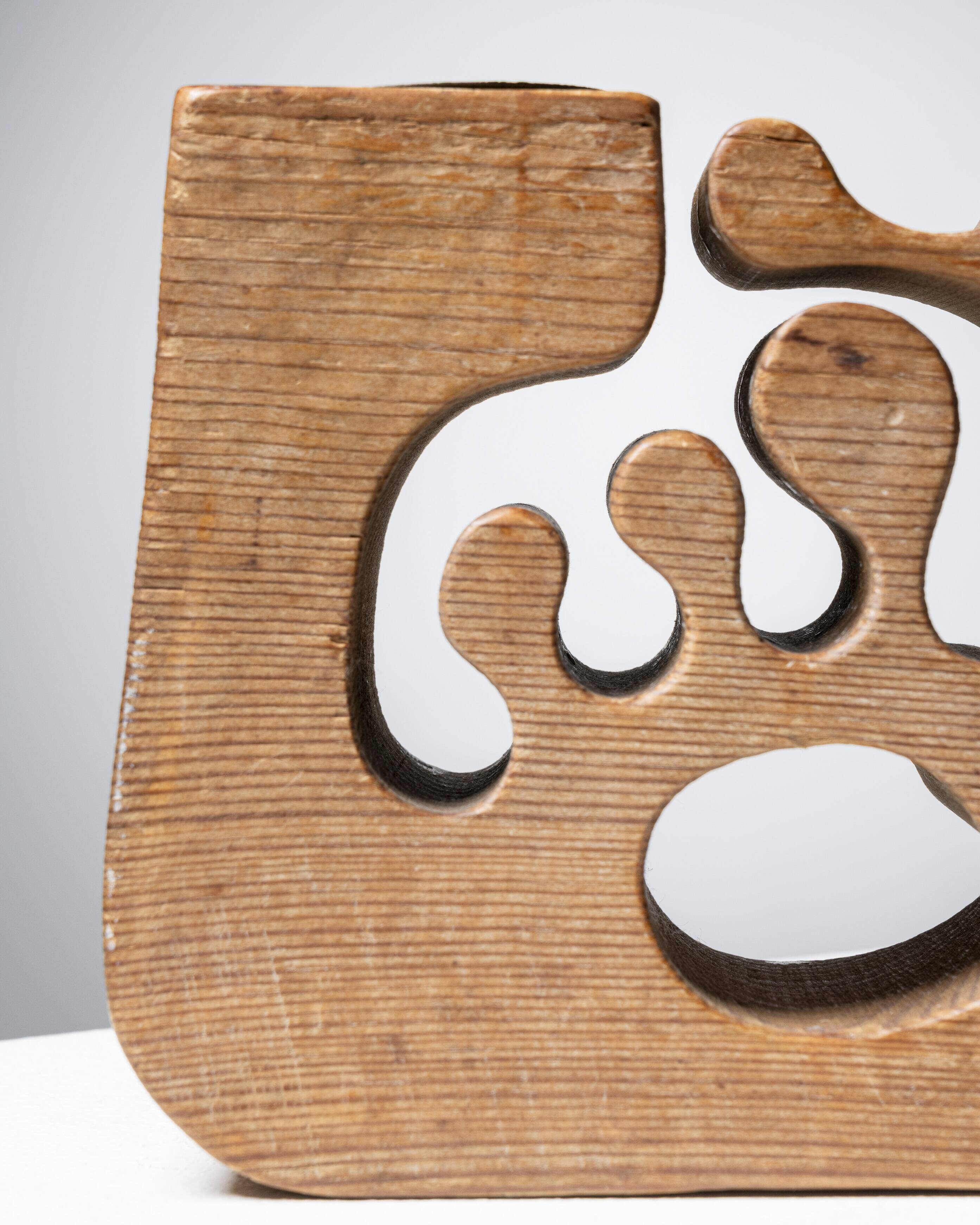 Chandelier en bois d'olivier sculpté, 1970s
