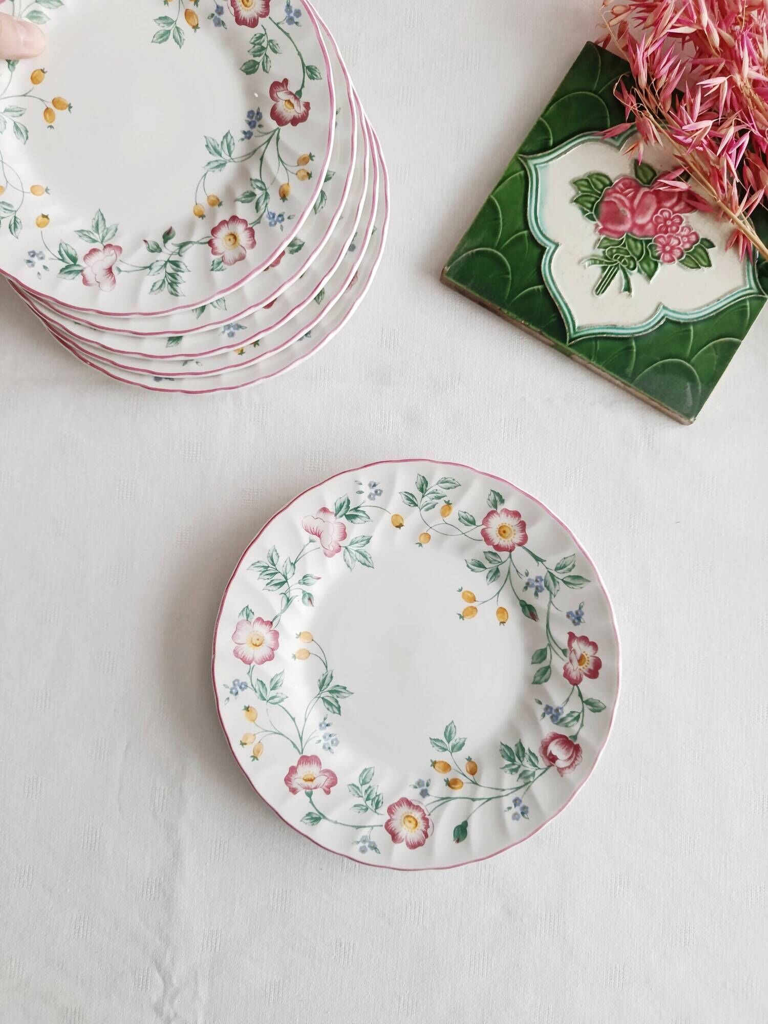 Set of 6 dessert plates Churchill, briar rose