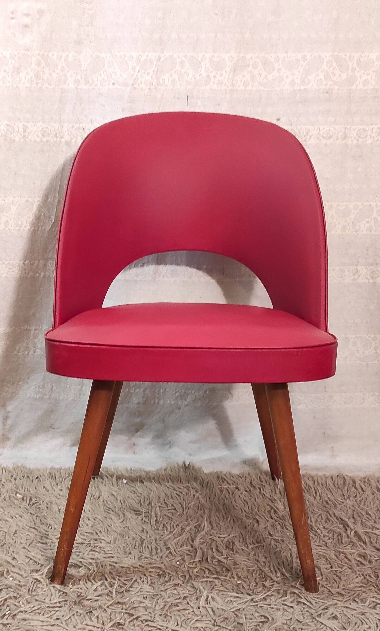 Red Bauhaus armchair by Thonet, 1950s-60s.