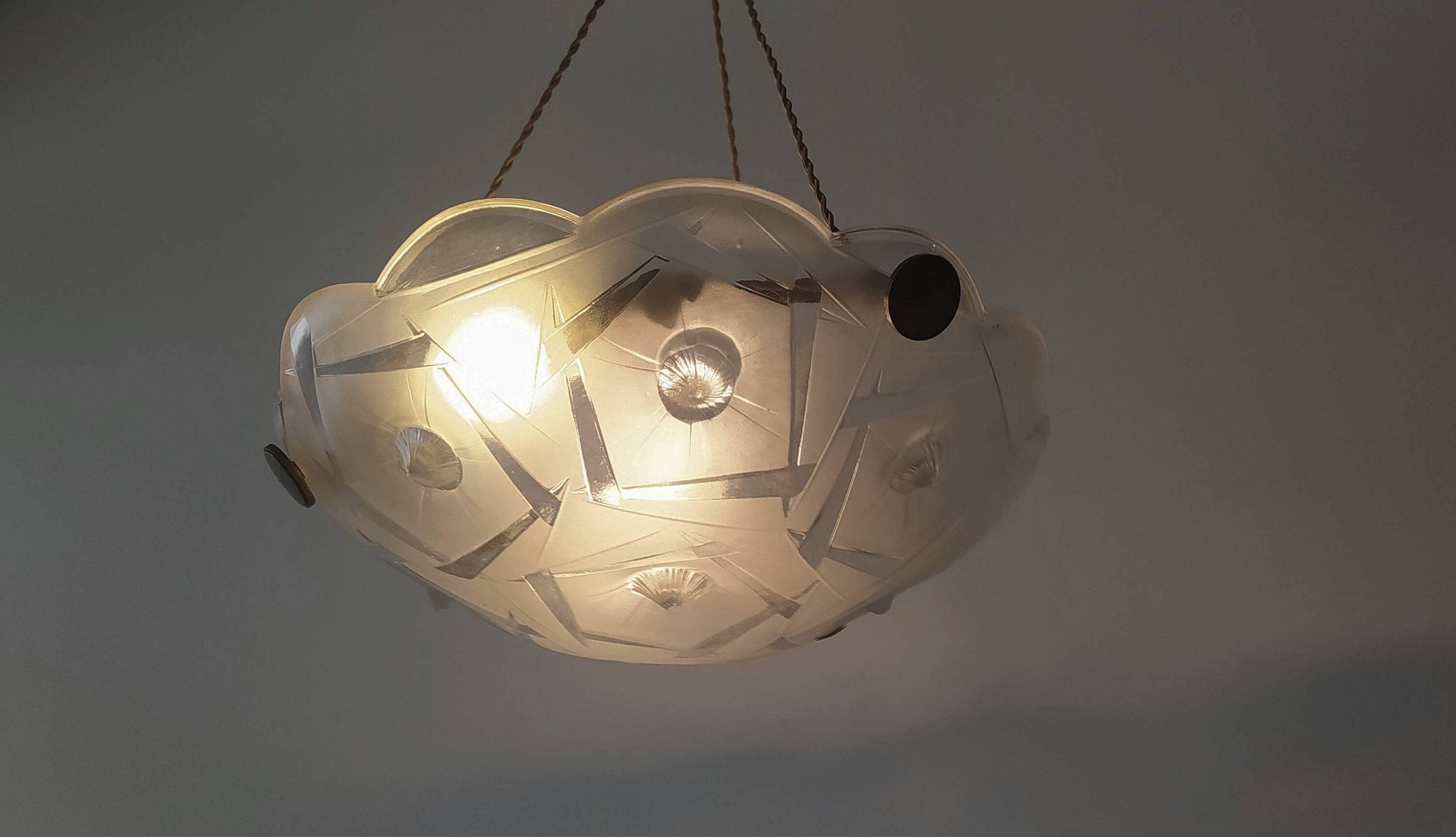Suspension plate glass frosted 1920s 1930s