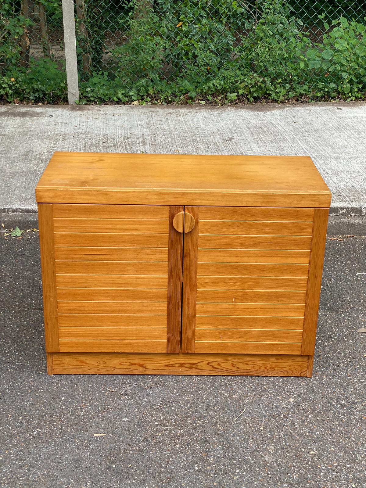 1970s wooden low storage chest.