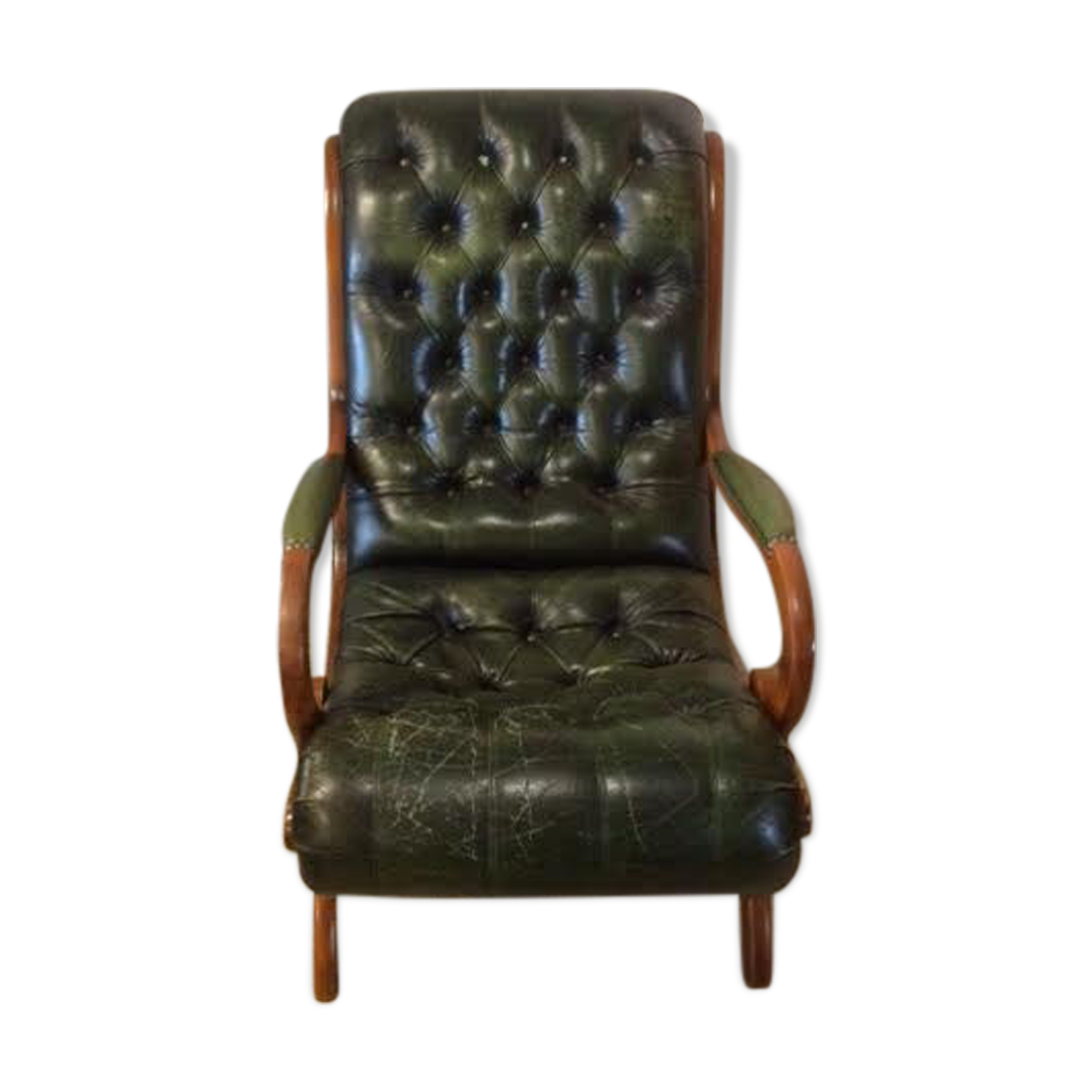 Green Chesterfield armchair