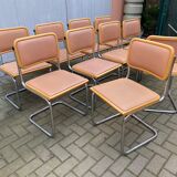 Set of 10 vintage chairs Marcel Breuer cesca b32 wood and skaï 1960