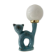 Vintage cat lamp in enamelled ceramic and opaline