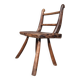 Rustic Wabi-Sabi style accent chair in dark curved hardwood, 1900s.