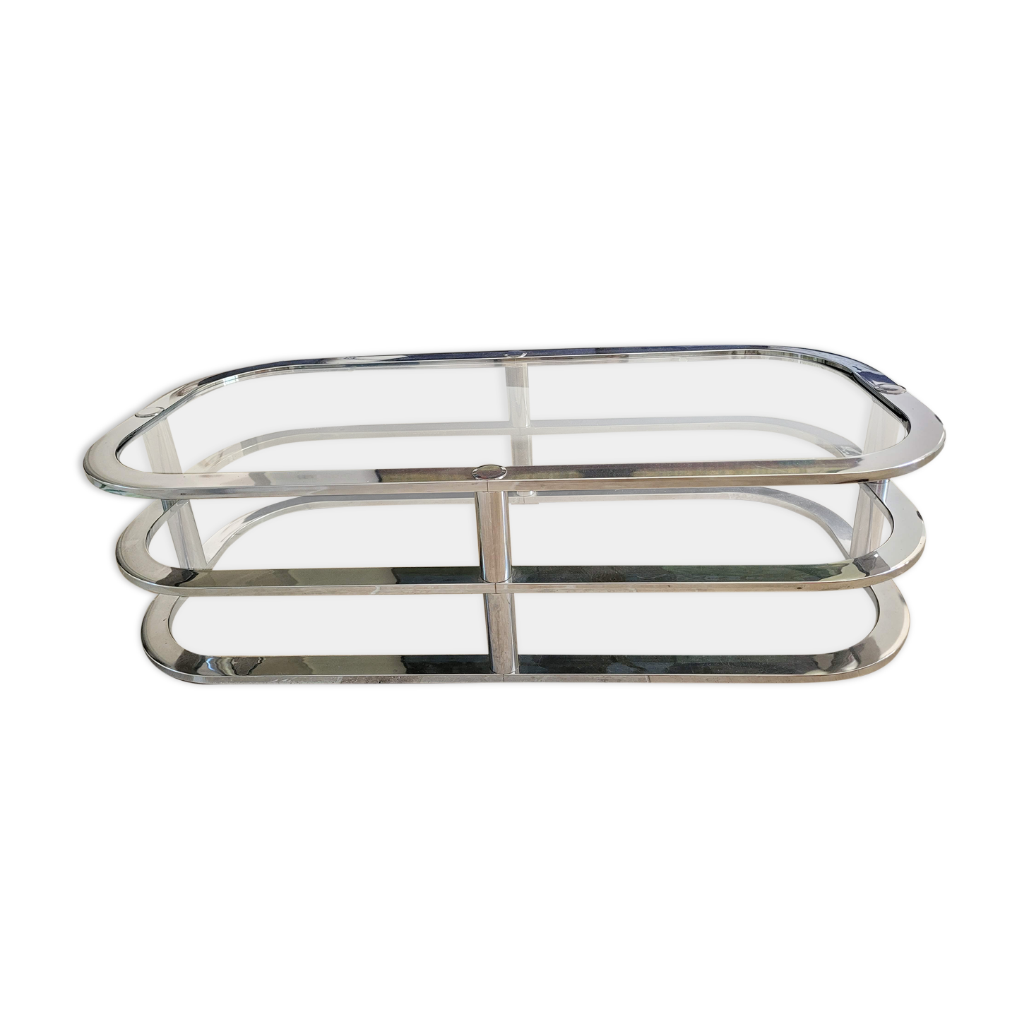 70s chrome coffee table