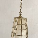 Vintage mother-of-pearl and brass pendant light