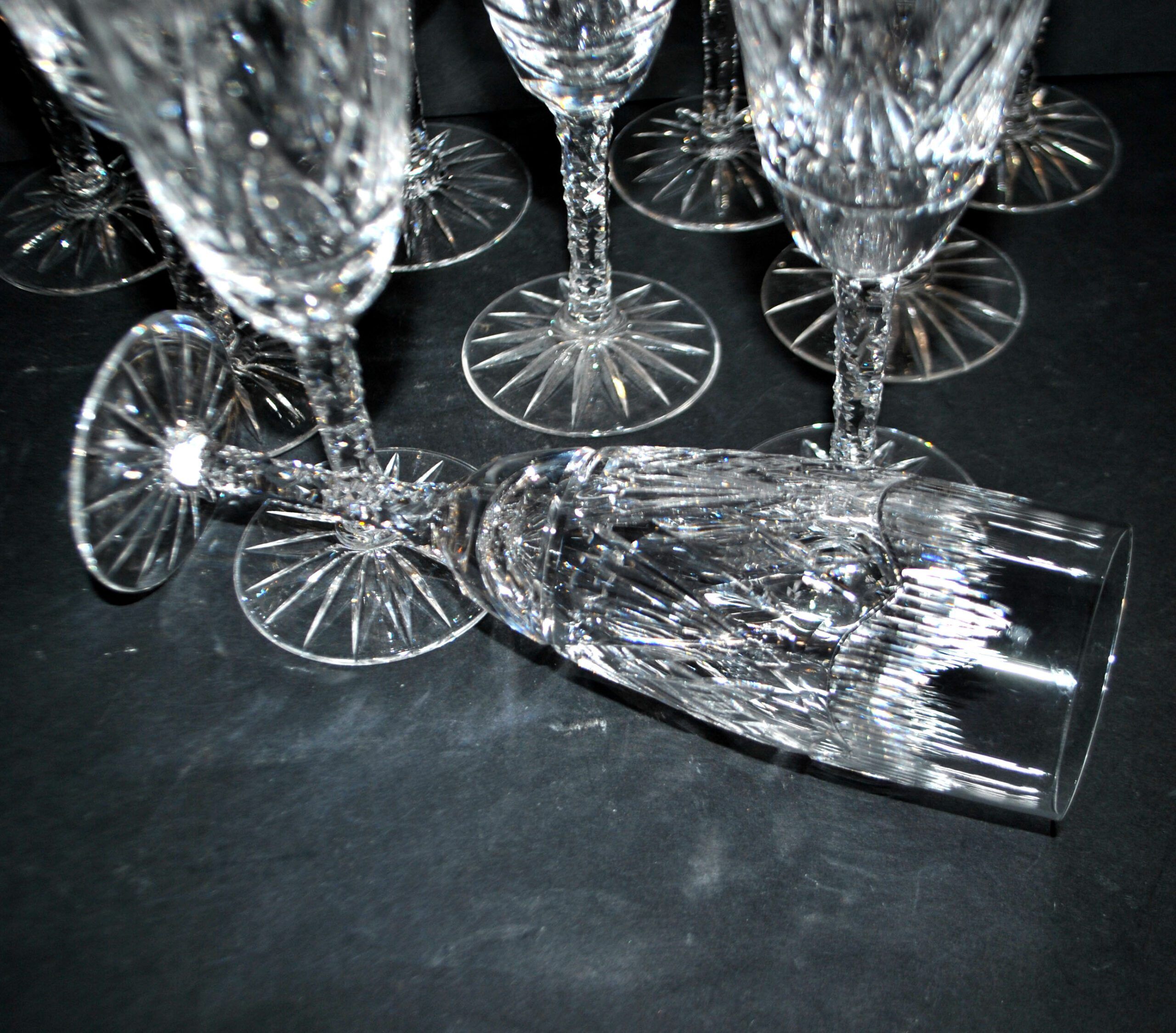 Lorraine crystalware set of 10 cut crystal champagne flutes garland