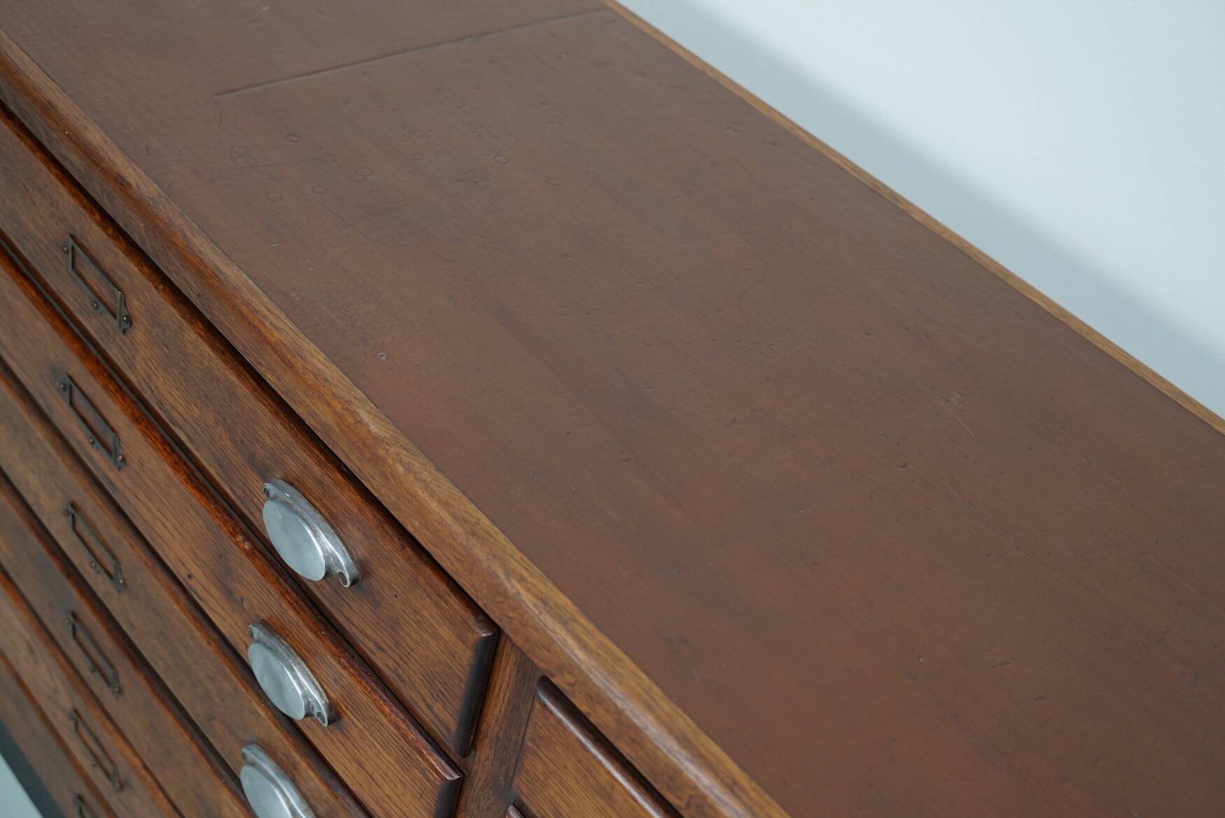 Vintage French Oak Fabric Store Apothecary Cabinet, 1950s