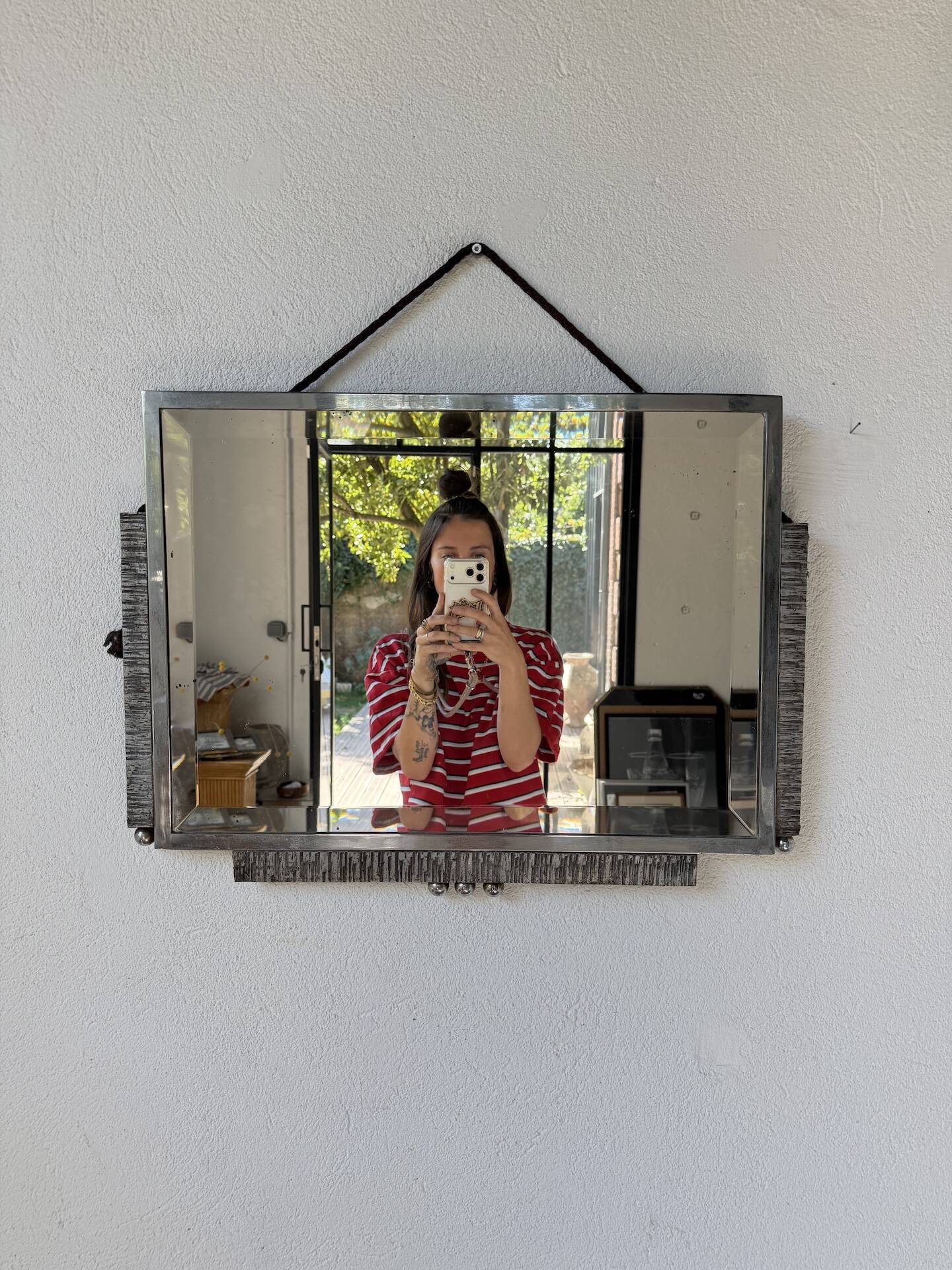 Art Deco silver-plated metal mirror 1930