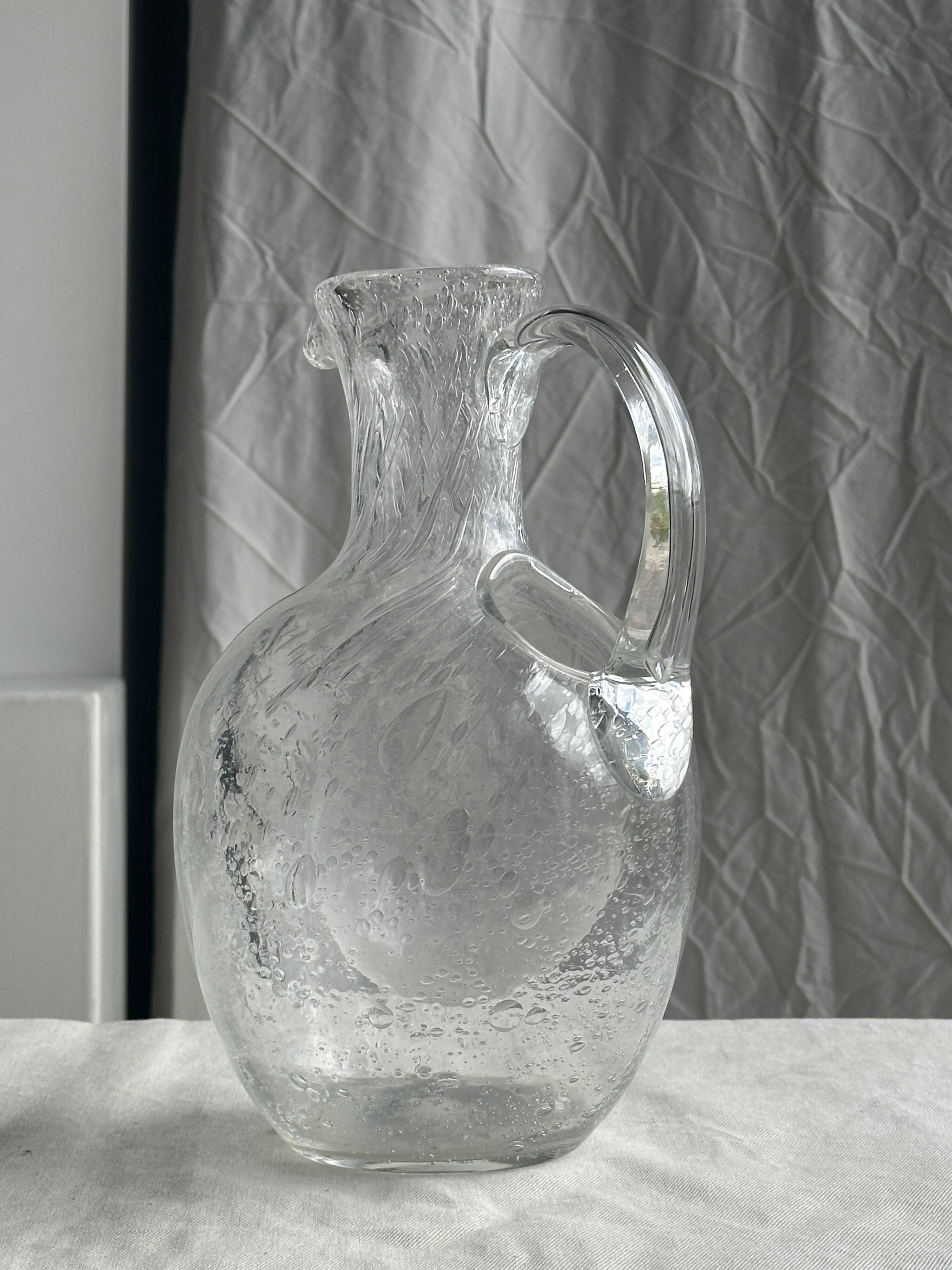 Large blown glass carafe with ice cube compartment Biot