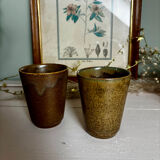 Set of 4 cup glasses in Digoin stoneware and others.