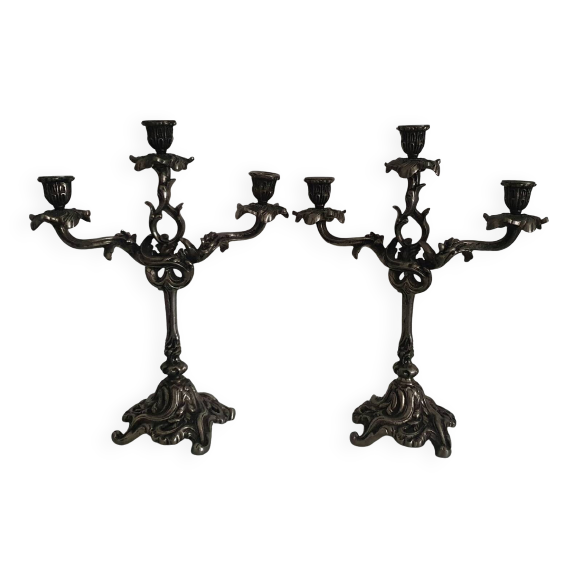 Pair of Louis XV style rocaille candelabras