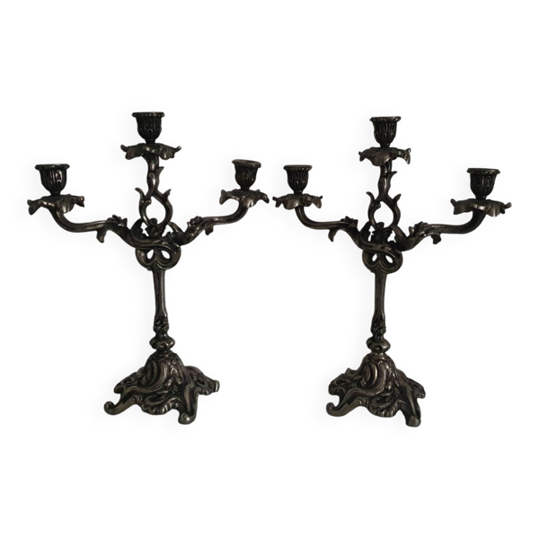 Paire de candélabres rocaille style Louis XV