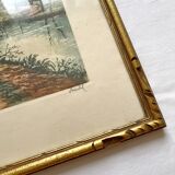 Aquarelle ancienne encadrée et signée, début 20eme