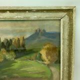 Table countryside landscape year 1970 signed