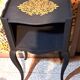1930 bedside table, repainted wood in black with a golden rose motif.