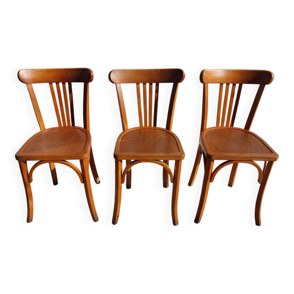 3 chaises bistrot Luterma, teinte chêne moyen