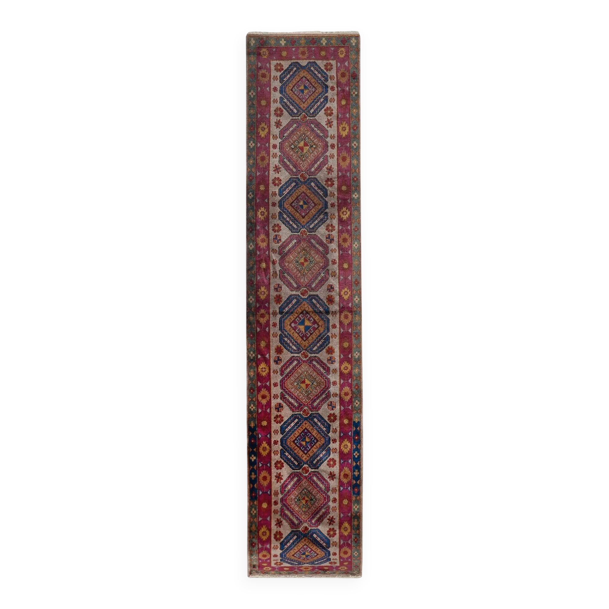 Vintage Turkish hallway rug 70x335 cm