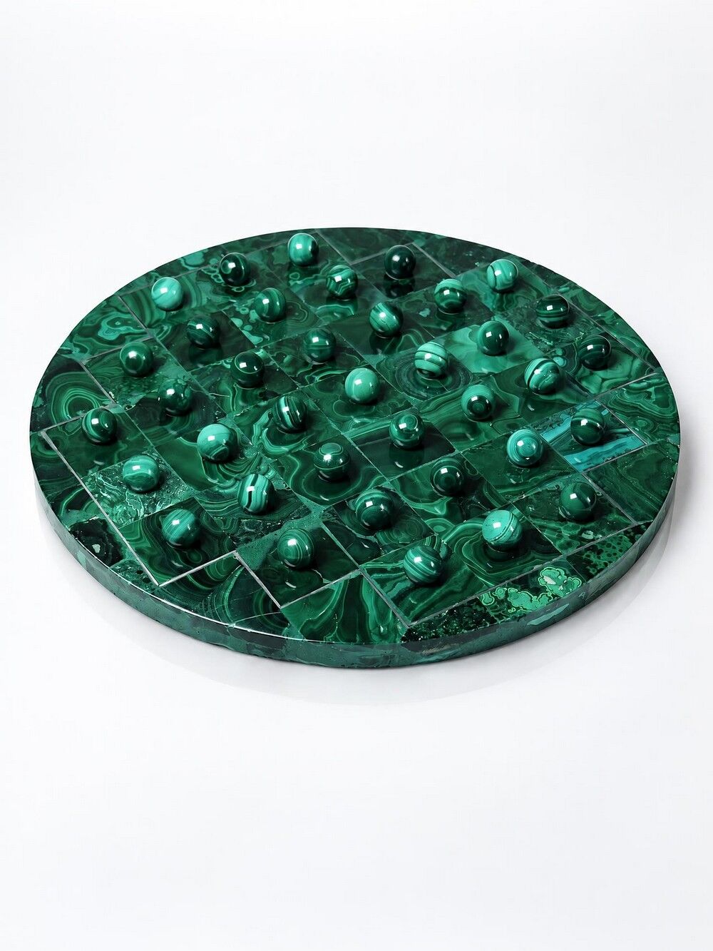 Vintage solitaire game in malachite, African work, 1960s-1970s.