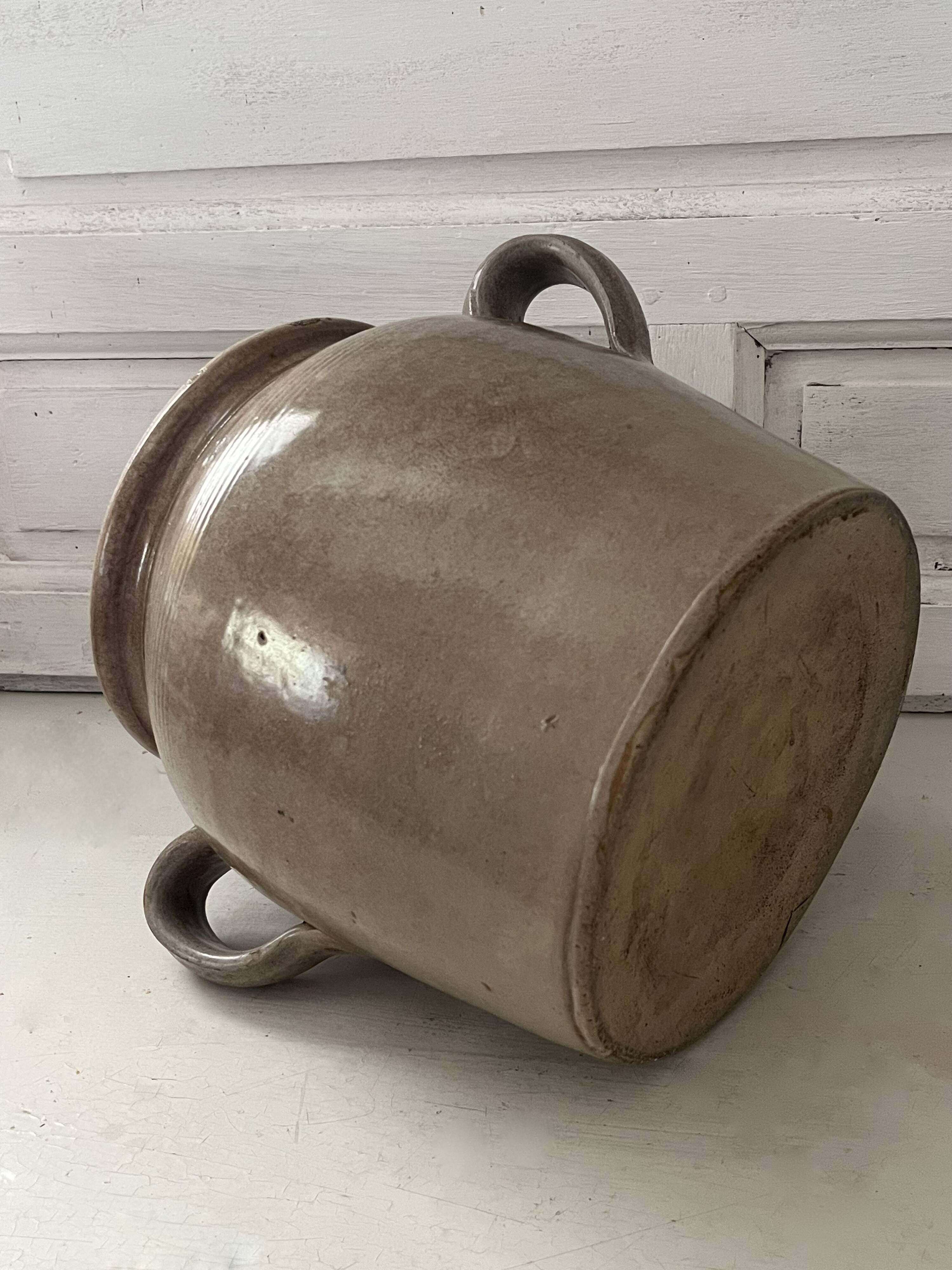 Ancien pot à graisse, grès vernissé