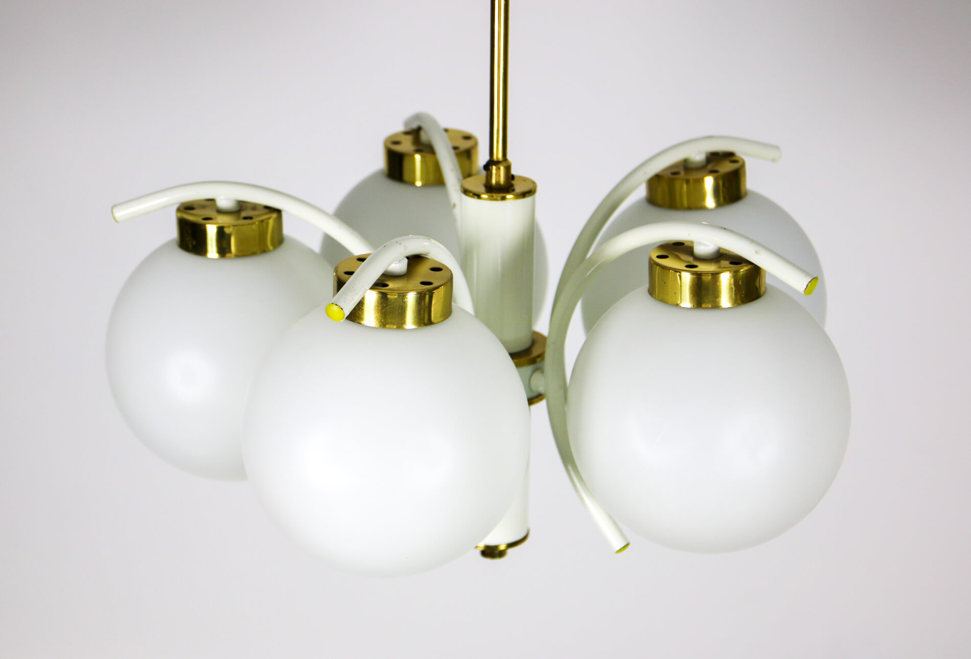 Lustre en laiton à 5 bras du milieu du siècle