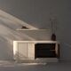 Contemporary Handmade Textured Plaster Sideboard with Walnut Interior