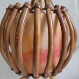 Pair of vintage rattan sconces