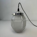 Pair of old vintage hexagonal suspension lights