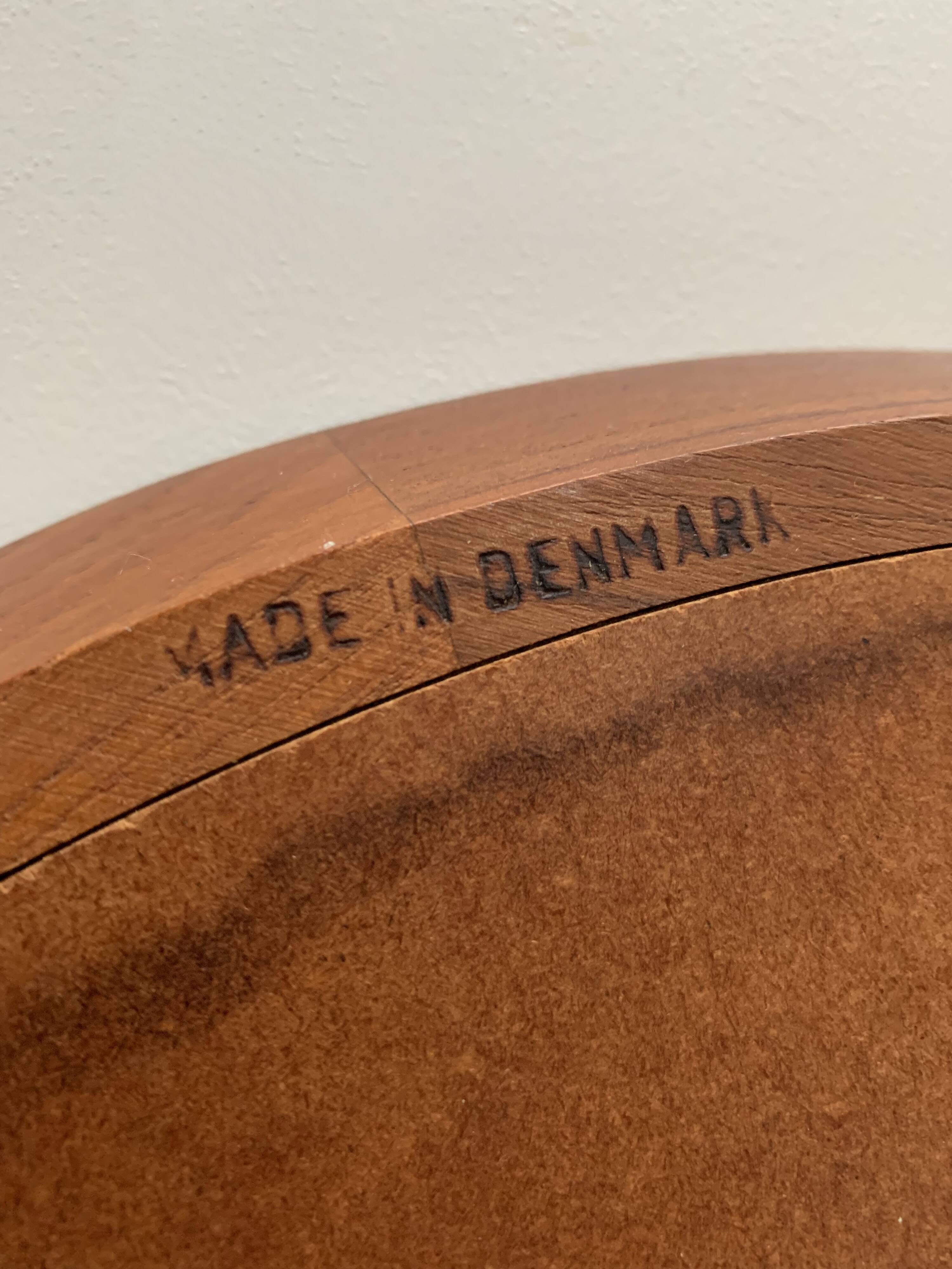 Scandinavian round teak mirror