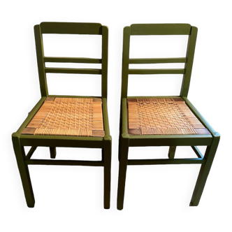Pair of straw chairs