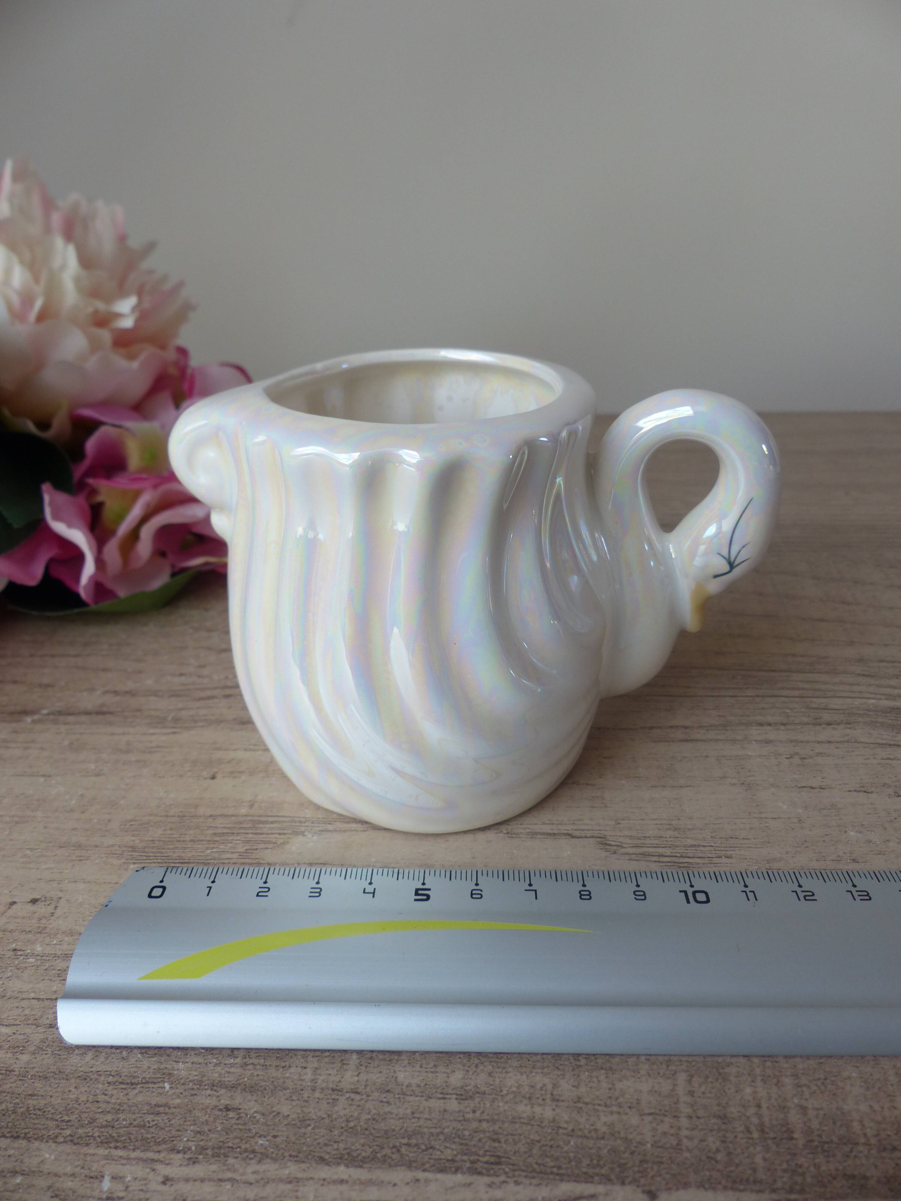 Iridescent Ceramic Swan Tumbler, Swan Pot Bathroom Decoration