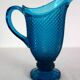 Vintage cut glass blue pitcher