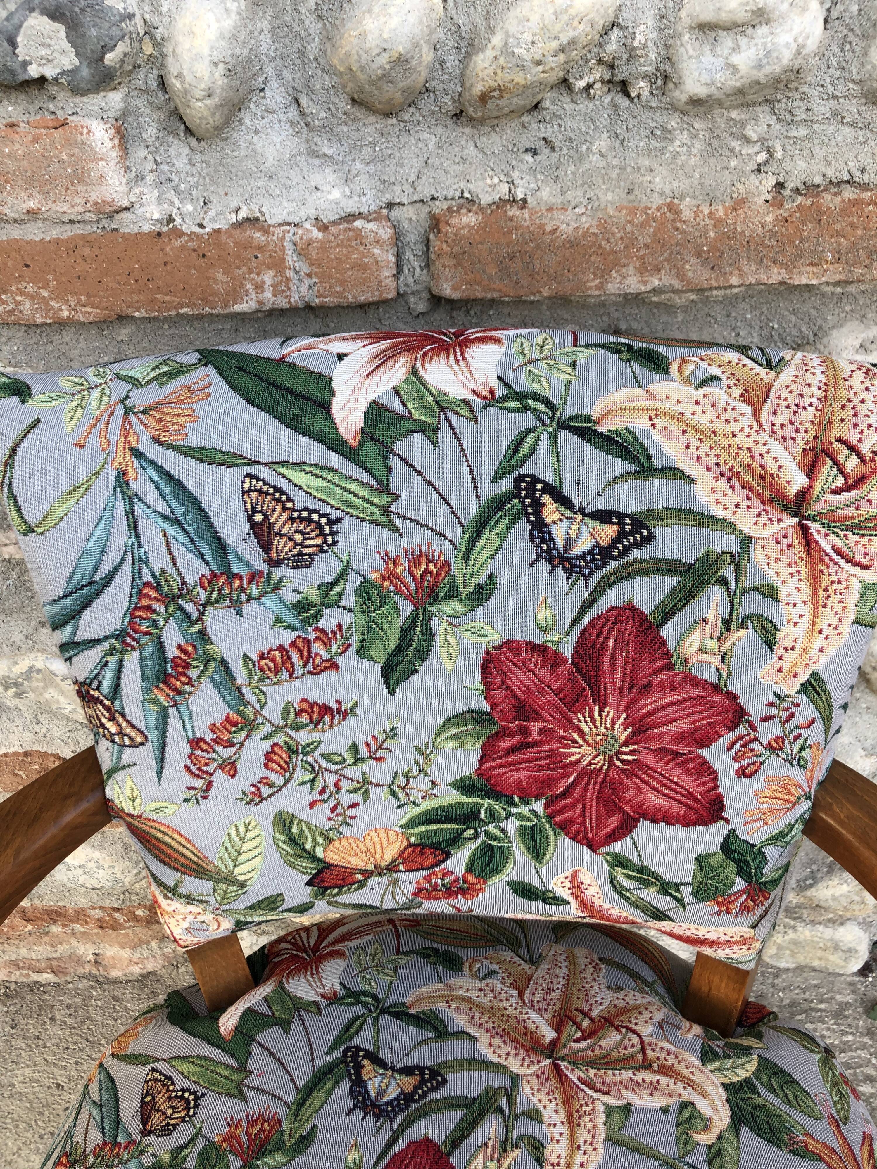 Reupholstered art deco armchair